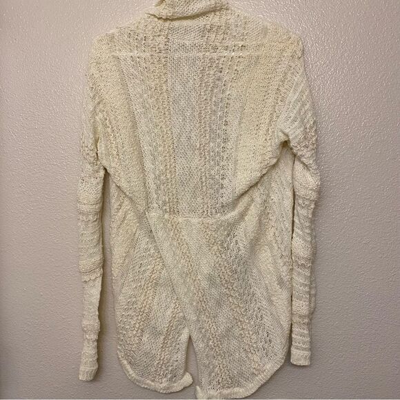 Anthropologie Knitted & Knotted Ismare Cable open Knit cotton Cardigan ivory S - Picture 10 of 12